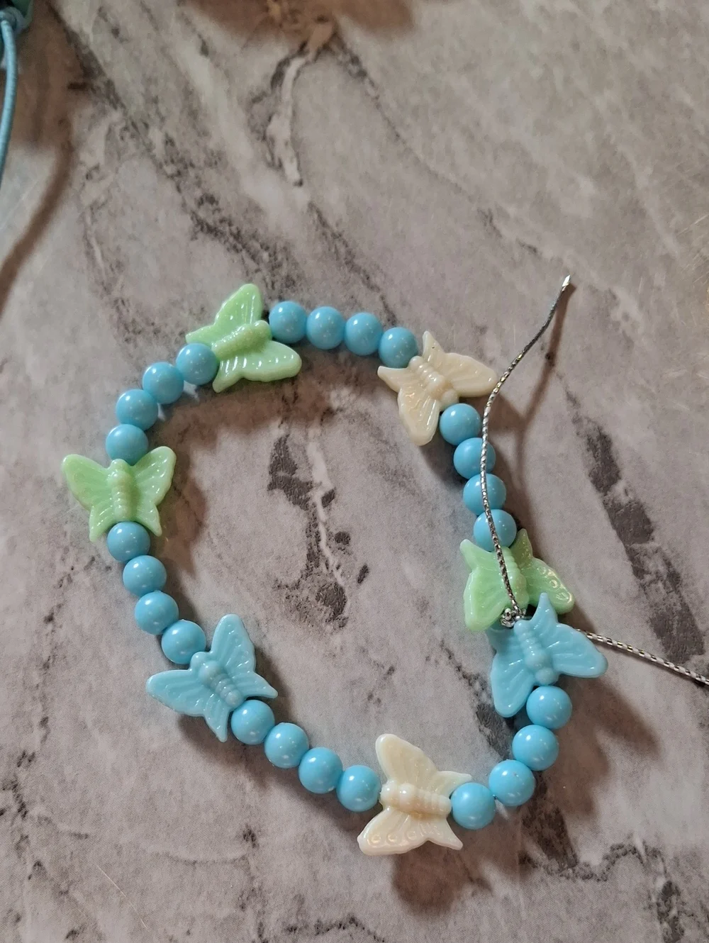 Personalized Kids Beaded Bracelet Set in Yellow, Blue and Pastel Handmade